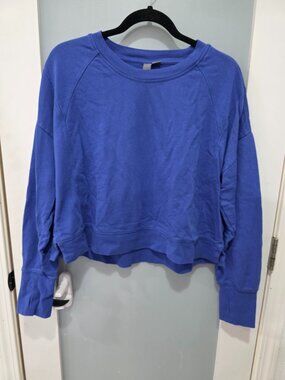 Sweaty Betty Blue Cropped Sweatshirt Women’s XL Thumb Holes Athleisure